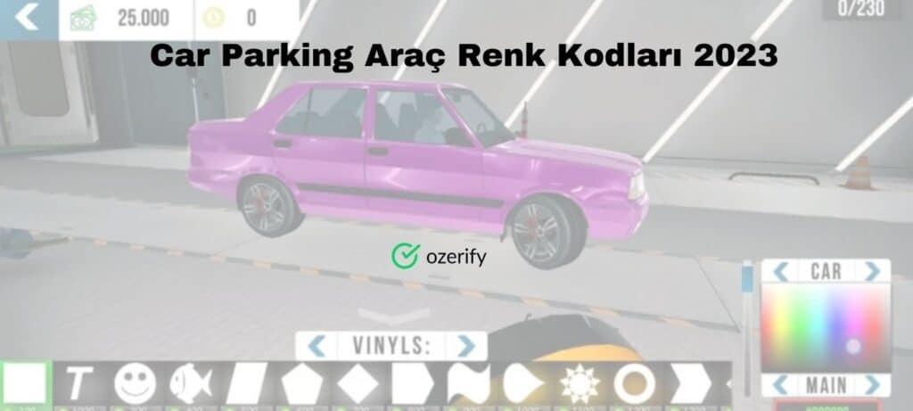 Car Parking Araç Renk Kodları 2023